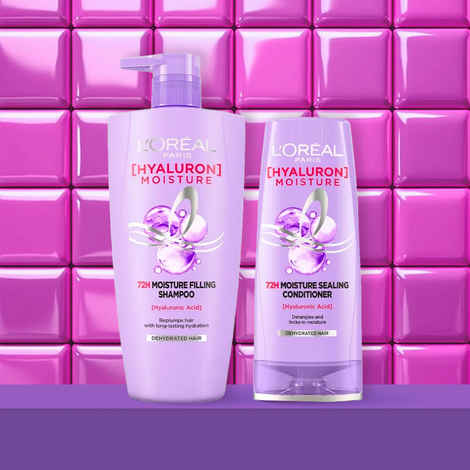 L'Oreal Paris Hyaluron Moisture Hair Care Duo 3 (Hyaluron Moisture 72H Moisture Shampoo (1 L) Hyaluron Moisture 72H Moisture Conditioner (180 ml)) Combo of 2
