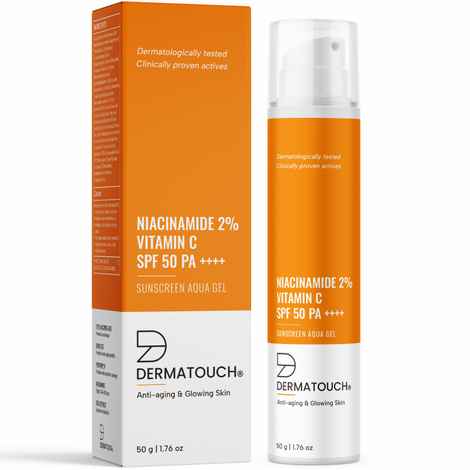 Dermatouch Niacinamide 2% Vitamin C Sunscreen for glowing skin | SPF 50+ PA ++++ | Quick Absorbing | Zero White Cast | 50 gm