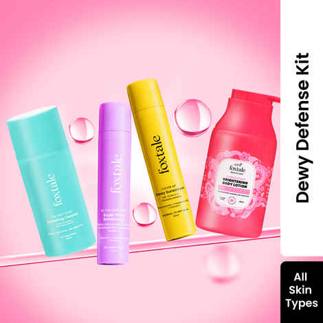 Foxtale Dewy Defense Kit | Sunscreen, Moisturizer, Face Wash & Body Lotion Combo of 4