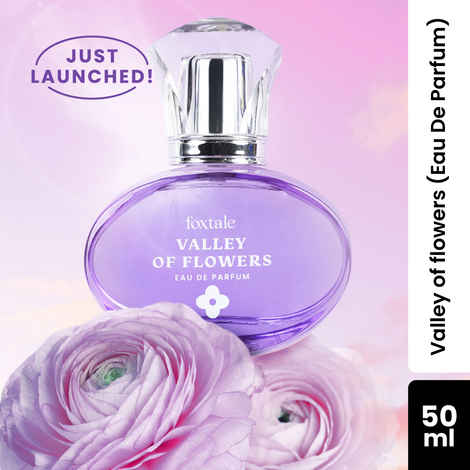 Foxtale Valley of Flowers Eau De Parfum | Long Lasting Floral Perfume | With Notes of Jasmine Sambac, Green Mandarin & Madagascar Vanilla | Luxury Perfume - 50 ml