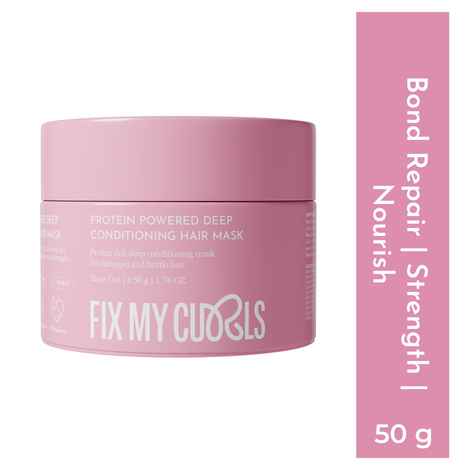 Fix My Curls Protein Powered Deep Conditioning Mask | Avocado Oil, Amla, Cocoa Butter| Hair Mask For Curly, Wavy, Dry & Coloured Hair | Intensive Hair Repair with Pro - Keratin Bond Repair | 50 gm