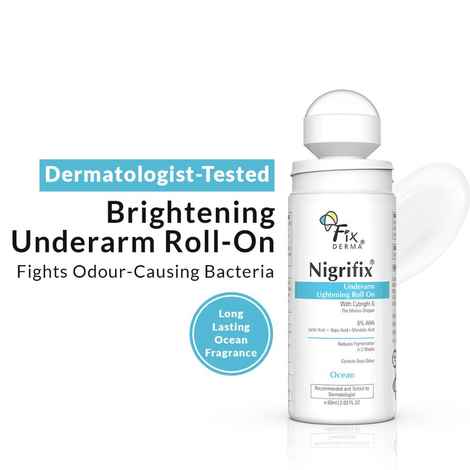 Fixderma Nigrifix Underarm Ocean Roll on With 6% AHA, Lactic Acid & 1% Mandelic Acid & Kojic Acid | Brightens Skin & Exfoliates Underarm | For Sensitive Skin - 60 ml (Pack of 1)