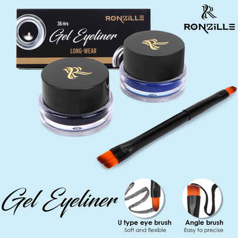 Ronzille 2 in 1 Gel Eyeliner Long-Wear II WaterProof & Smudge Proof 36hrs Long Lasting II II Gel Kajal 6-gm (Black,Blue)