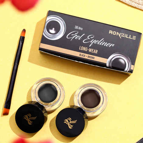 Ronzille 2 in 1 Gel Eyeliner Long-Wear II WaterProof & Smudge Proof 36hrs Long Lasting II II Gel Kajal 6-gm (Black,Brown)