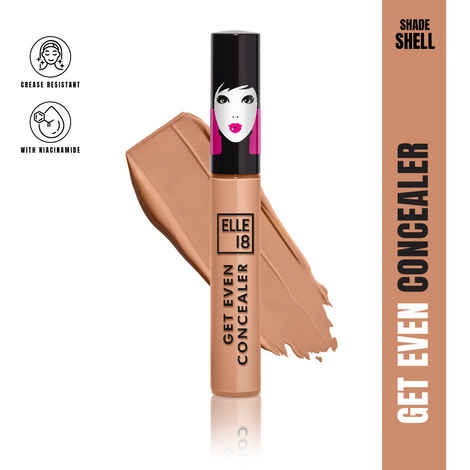 Elle18 Get Even Concealer, Shell, Buildable Coverage, For Dark spots & Fine Lines|5.4 ml