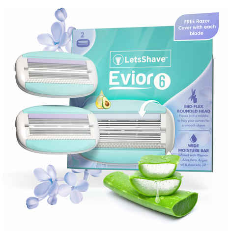 LetsShave Evior 6 Shaving Razor Blades Refills (Cartridge) For Women, Pack of 2