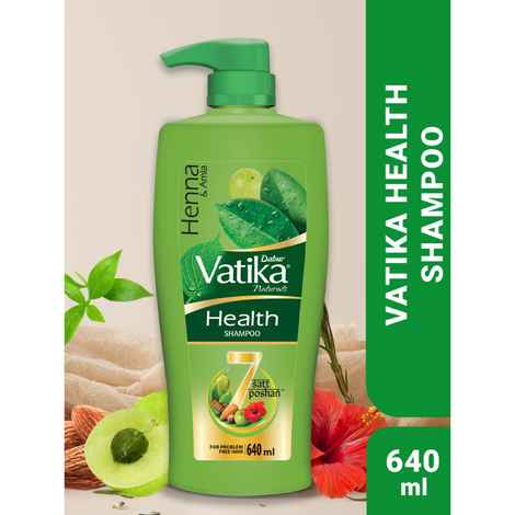 Buy Dabur Vatika Health Shampoo - 640 ml | With 7 natural ingredients | For Smooth, Shiny & Nourished Hair | Repairs Hair damage, Controls Frizz | For All Hair Types | Goodness of Henna & A mla - Purplle