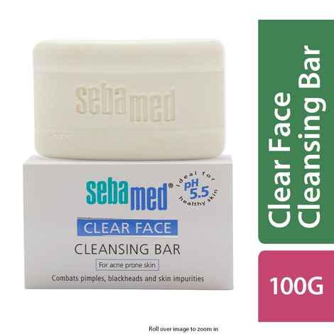 Sebamed Clear Face Cleansing Bar 100gm| PH 5.5| Reduces pimples & blackheads| Vitamin E