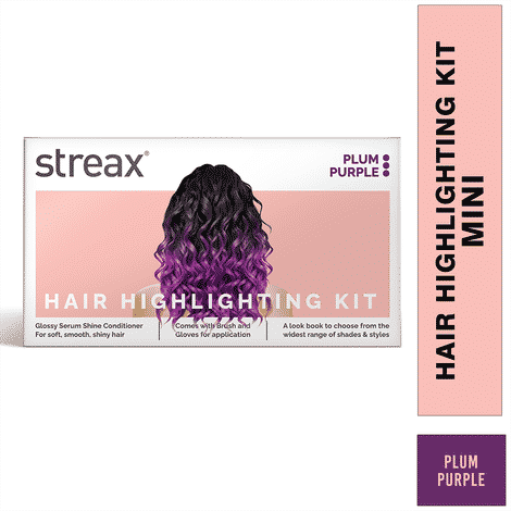 Streax Mini Hair Colour Highlight Kit, PLUM PURPLE, DIY Application, 55 gm