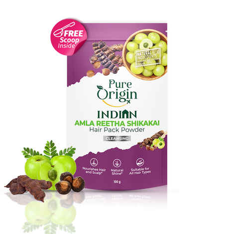 Pure Origin Indian Amla Reetha Shikakai Hair Pack Powder | Natural Hair Cleanser | Nourishes Hair & Scalp | Enhances Shine | All Hair types | 100 gm