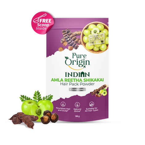 Pure Origin Indian Amla Reetha Shikakai Hair Pack Powder | Natural Hair Cleanser | Nourishes Hair & Scalp | Enhances Shine | All Hair types | 100 gm