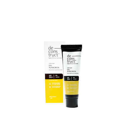 Deconstruct Lightweight Gel Sunscreen For Oily Skin - SPF 55+ PA+++, Non-Greasy (5 gm)
