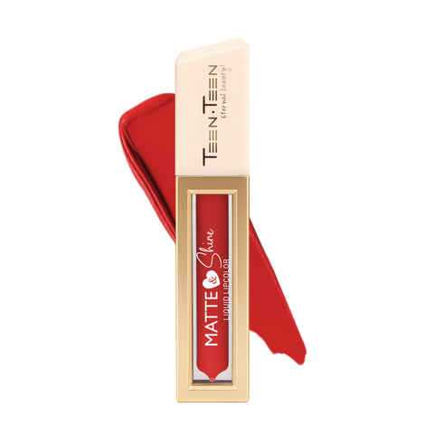 Buy Teen Teen Cosmetics Matte & Shine Liquid Lipcolor Lipstick, Waterproof, Soft Swipe, Longer Stay, Curelty Free, Turky Red , 4 ml - Purplle