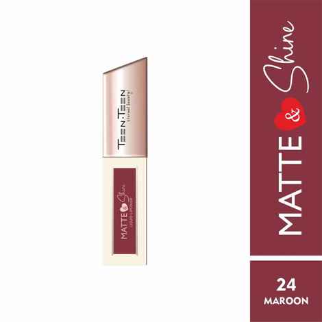 Teen Teen Cosmetics Matte & Shine Liquid Lipcolor Lipstick, Waterproof, Soft Swipe, Longer Stay, Curelty Free, Maroon , 4 ml