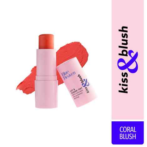 Buy Blue Heaven Kiss & Blush Lip, Cheek & Eye Tint with Avocado Oil & Mango Butter | 3-in-1 blush for face makeup | Rich & Creamy Formula |Easily Blendable | Multipurpose Makeup, Coral Blush, 8.5 gm - Purplle