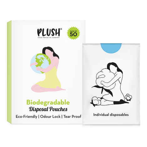 Plush Biodegradable Disposable Bags, Pack of 50 | Discreet Seal for Sanitary Pads & Intimate Products Disposal | Odour Lock Technology | Tear & Tamper Proof | Convenient, Portable, & Hassle-Free