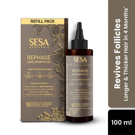 SESA Ayurvedic Rephase Refill Hair Growth Oil With 26 Herbs & 6 Essential Oil For Men & Women - 100 ml