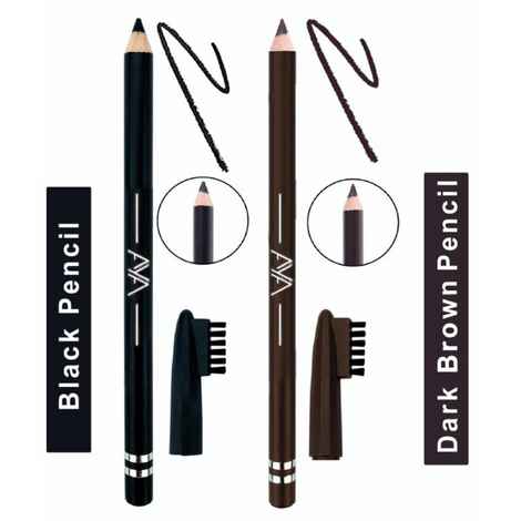 AYA Waterproof Eyebrow Pencil With Brush (Black And Dark Brown) - 2.8 gm