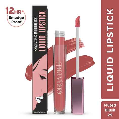ORGATRE Moodbliss Liquid Lipstick | Long-Lasting, Transfer-Resistant & Hydrating Formula | Vibrant Gloss Finish with Intense Pigmentation | 12-Hour Smudge-Proof | Lightweight & Non-Drying | 4.5 ml, Muted Blush