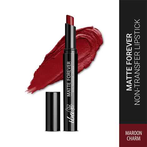 Iba Matte Forever Non-Transfer Lipstick for Women - 07 Maroon Charm | Matte Finish | Highly Pigmented, Smudge-proof & Lightweight | Non-Sticky and Non-Drying | Lip Makeup | 2 gm