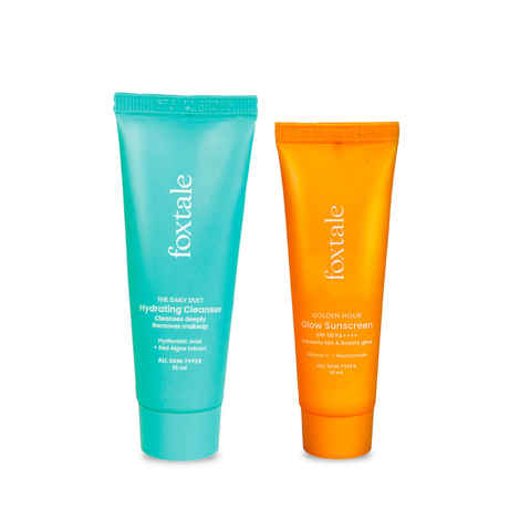 Foxtale Instant Glow Duo with SPF 50 Glow Sunscreen & Hydrating Cleanser - 25 ml