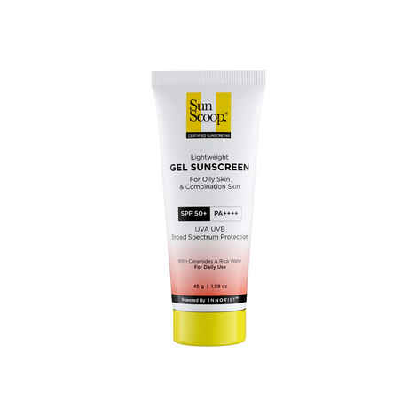 Buy SUNSCOOP CERAMIDES & RICE WATER GEL SUNSCREEN FOR OILY SKIN SPF50+ PA++++ 45 GM - Purplle