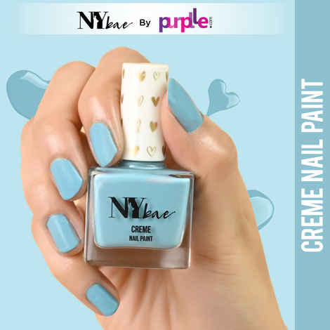 NY Bae Creme Nail Paint - Azure Blue 12 (10 ml) | Blue | Rich Pigment | Chip-proof | Full Coverage | Travel Friendly | Vegan