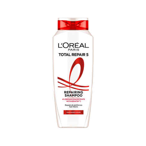 L'Oreal Paris Total Repair 5 Shampoo For Damaged Hair | Powered by Keratin XS Technology| Fights 5 Signs of Hair Damage- Frizz, Breakage, Dryness, Stiff Hair, and Split ends | 340 ml
