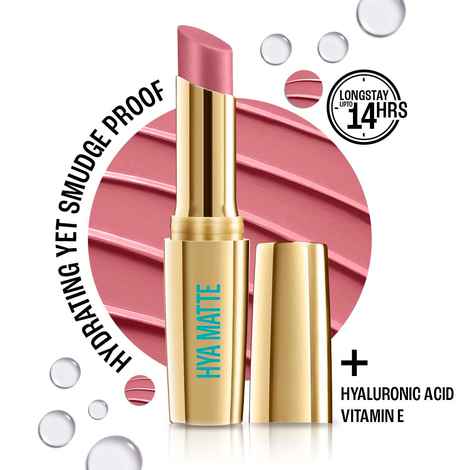Lakme 9to5 Hya Matte Lipstick With Hyaluronic Acid & Vitamin E, Hydrating, Smudge Proof, Long-lasting Up To 14Hrs - Blush Business - 3.6 gm