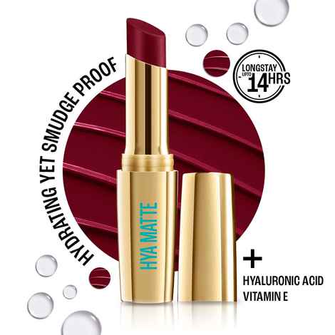 Lakme 9to5 Hya Matte Lipstick With Hyaluronic Acid & Vitamin E, Hydrating, Smudge Proof, Long-lasting Up To 14Hrs - Sangria Sunday - 3.6 gm
