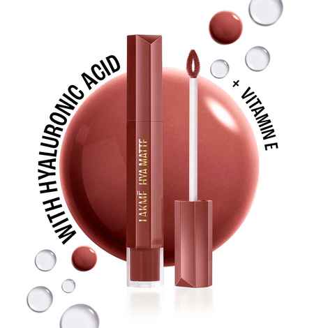 Lakme 9to5 Hya Matte Liquid Lipstick With Hyaluronic Acid & Vitamin E, 2X Hydration, Long-lasting, Transferproof, Weightless Vacation Nude - 5.3 ml