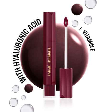 Lakme 9to5 Hya Matte Liquid Lipstick With Hyaluronic Acid & Vitamin E, 2X Hydration, Long-lasting, Transferproof, Weightless Powerhouse Plum - 5.3 ml