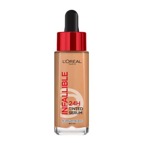 L’Oreal Paris Infallible 24H Tinted Serum Foundation, Light-weight Coverage, Dewy & Radiant Finish, Transfer-proof, 6-7 Tan, 30 ml