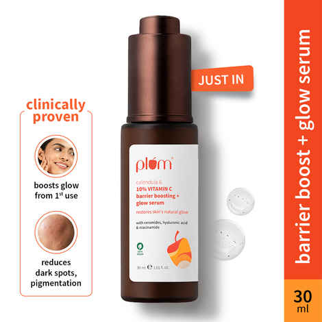 Plum 10% Vitamin C Barrier Boosting + Glow Serum with Calendula For Glowing Skin | 30 ml