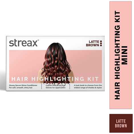 Streax Mini Hair Colour Highlight Kit, Latte Brown, DIY Application, 75 gm