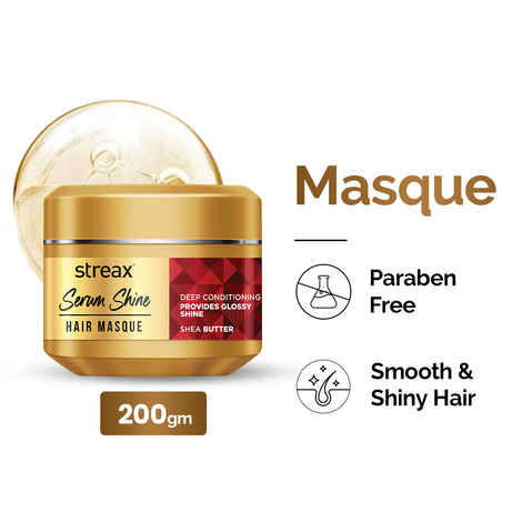 Streax Serum Shine Hair Mask - 200 gm | For Dull hair , Infused with Shea Butter