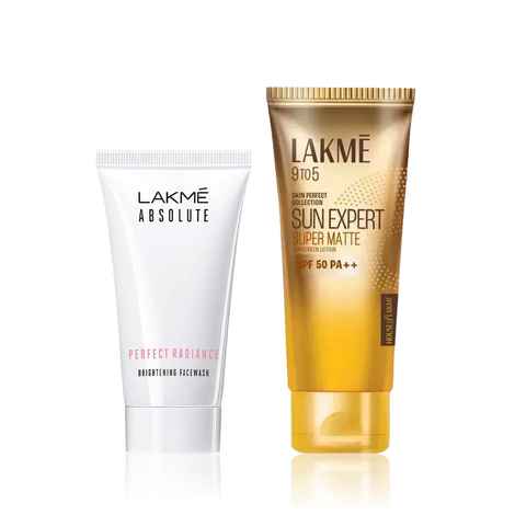 Lakme Glow & Protect Duo (Matte Sunscreen SPF 50 50 ml + Brightening Facewash 50 gm)
