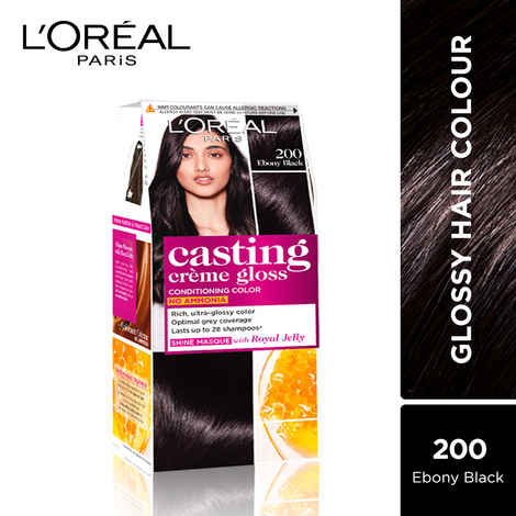 Buy L'Oreal Paris Casting Creme Gloss Hair Color - Ebony Black 200, 87.5 gm + 72 ml No Ammonia - Purplle