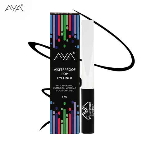 AYA Waterproof Pop Eyeliner, Kohl Black, 5 ml | Matte Finish | Long Lasting, Waterproof, Smudge Proof Eyeliner | Jojoba Oil, Castor Oil, Vitamin E, Chamomile Oil