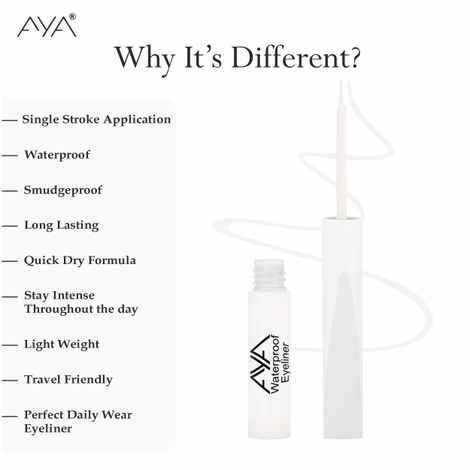 AYA Waterproof Pop Eyeliner, Sugar white, 5 ml | Matte Finish | Long Lasting, Waterproof, Smudge Proof Eyeliner | Jojoba Oil, Castor Oil, Vitamin E, Chamomile Oil