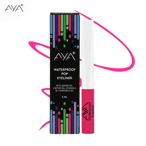 AYA Waterproof Pop Eyeliner, Lotus Pink, 5 ml | Matte Finish | Long Lasting, Waterproof, Smudge Proof Eyeliner | Jojoba Oil, Castor Oil, Vitamin E, Chamomile Oil