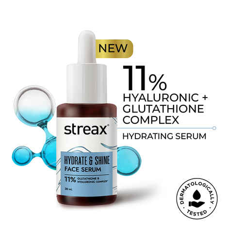 Buy Streax Hydrate & Shine Face Serum with 11% Glutathione &  Hyaluronic  for Glass Skin Finish 30 ml - Purplle