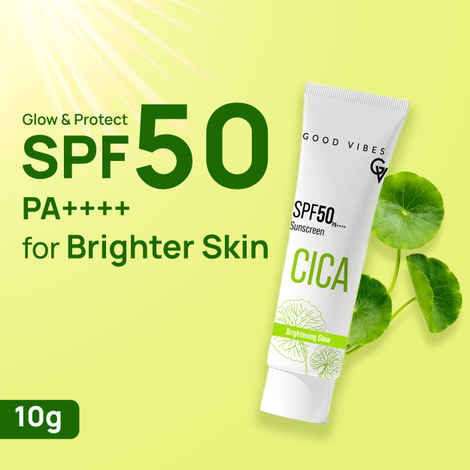 Buy Good Vibes Cica Brightening Glow Sunscreen 10 gm - Purplle