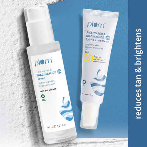 Plum Niacinamide Tone and Protect Duo (3% Niacinamide Toner 150 ml + 2% Nicinamide Sunscreen 50 gm)