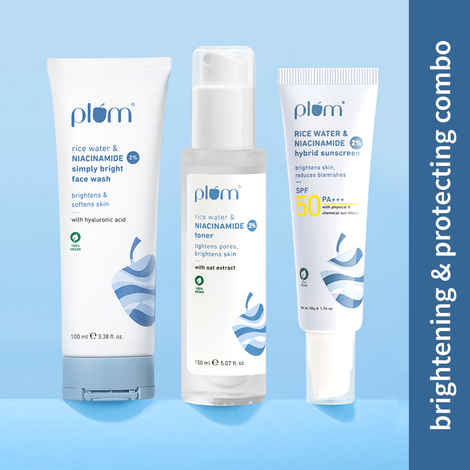 Plum Niacinamide CTS Routine (2% Nicinamide Face Wash 100 ml + 3% Nicinamide Toner 150 ml + 2% Nicinamide Sunscreen 50 gm)