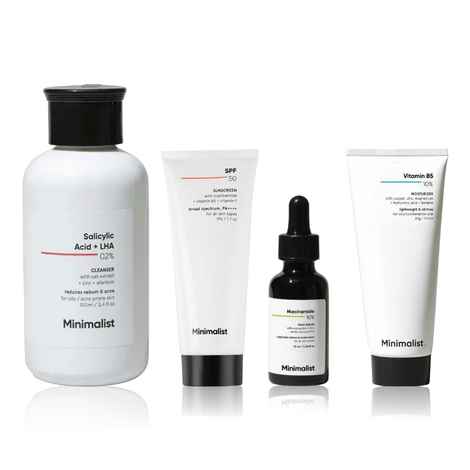 Minimalist CSMS Travel Kit : (Cleanser 100 ml + Niacinamide 10 ml + Moisturizer 30 gm+ Sunscreen 30 gm) Combo of 4