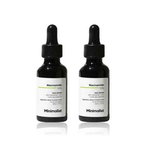Minimalist 10% Niacinamide face Serum with Matmarine + Zinc + Acetyl Glucosamine Regulates Sebum & Evens Tone for all skin Types 30 ml X 2 (Pack of 2)