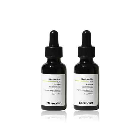 Minimalist Niacinamide 10% with Matmarine + Zinc + Acetyl Glucosamine Regulates Sebum & Evens Tone 10 ml X 2 (Pack of 2)