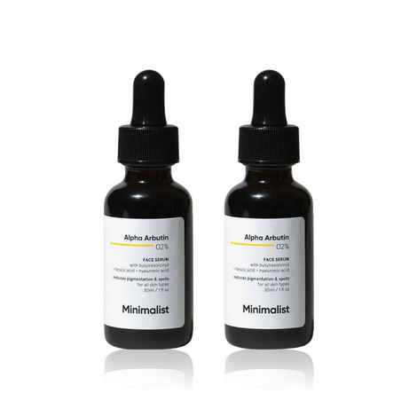 Minimalist 2% Alpha Arbutin Face Serum for Pigmentation Acne Marks & Dark Spots Removal With Hyaluronic Acid 30 ml X 2 (Pack of 2)