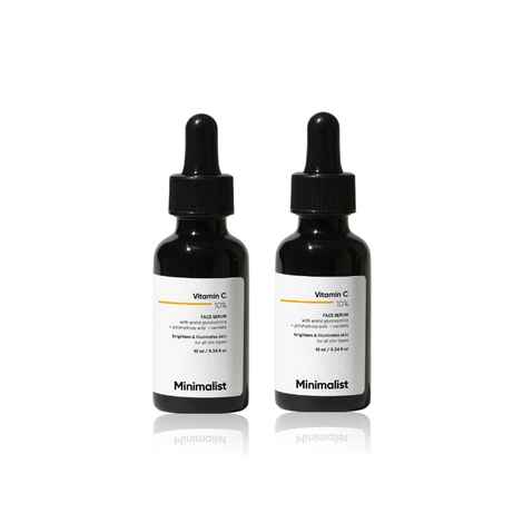 Minimalist 10% Vitamin C Face Serum for Brighter Glowing Skin & Reduced Sun Damage 30 ml X 2 (Pack of 2)